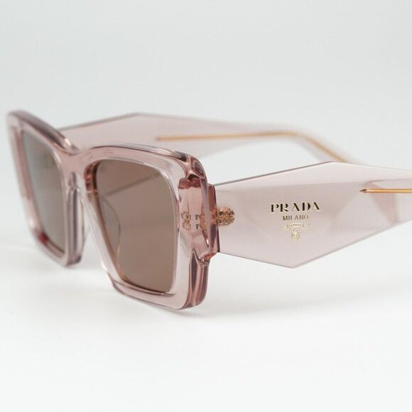 NEW Prada PR08YS 19Q10D Transparent Peach Light Brown Cat Eye Unisex Sunglasses - Picture 11 of 14
